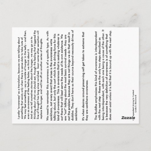 Opmerking #3 Bewustzijn - van afhankelijke groei Briefkaart (Achterkant)