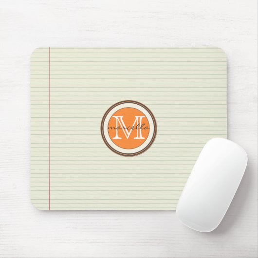 Opmerking: achtergrond Oranje monogram papier Muismat (Met muis)