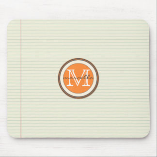Opmerking: achtergrond Oranje monogram papier Muismat