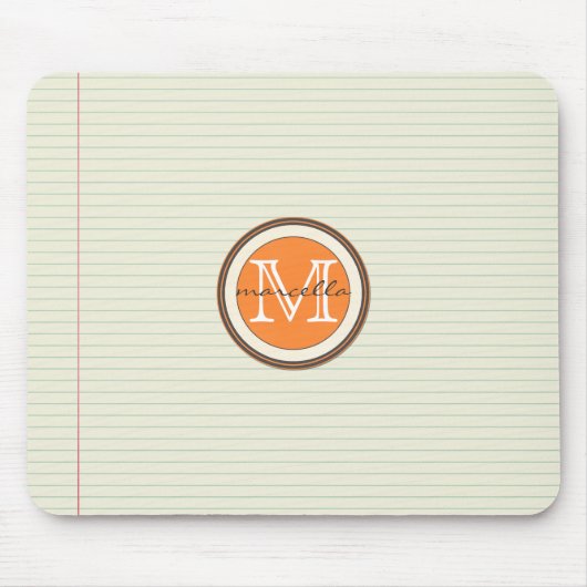 Opmerking: achtergrond Oranje monogram papier Muismat (Voorkant)