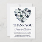 Opmerking: begrafenisdank | Blauwe Floral Heart Bedankkaart (Voorkant)