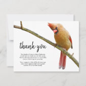Opmerking: begrafenisdank | Kardinaal vogel Bedankkaart (Voorkant)