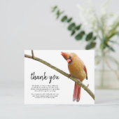 Opmerking: begrafenisdank | Kardinaal vogel Bedankkaart (Staand voorkant)