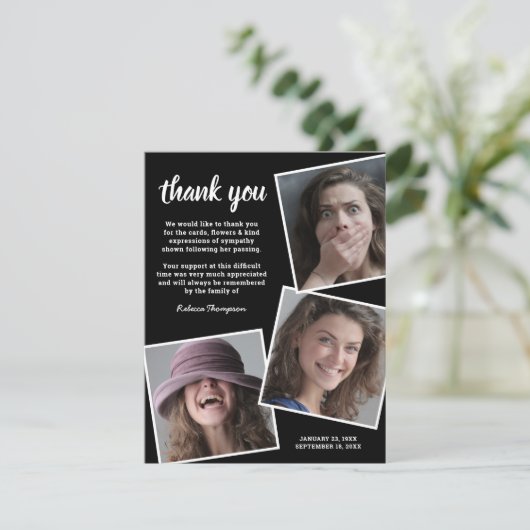 Opmerking: begrafenisdank | Memorial Foto Bedankkaart (Staand voorkant)