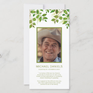 Opmerking: begrafenisdank   Memorial Foto Kaart