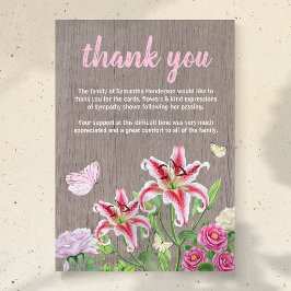 Opmerking: begrafenisdank | Rustige bloemen vlinde Bedankkaart