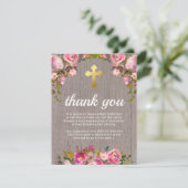 Opmerking: begrafenisdank | Rustige roze Floral Bedankkaart (Staand voorkant)