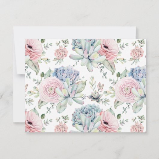 Opmerking: begrafenisdank | Succulent Bereavement Bedankkaart (Achterkant)