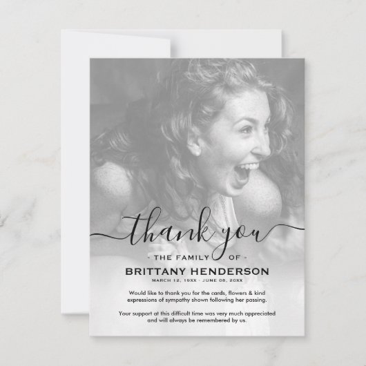 Opmerking: begrafenisdank | Sympathie Foto Bedankkaart (Voorkant)