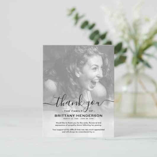 Opmerking: begrafenisdank | Sympathie Foto Bedankkaart (Staand voorkant)
