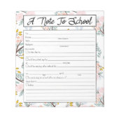 Opmerking: Blocnote voor leraren, schoolafwezighei (Voorkant)