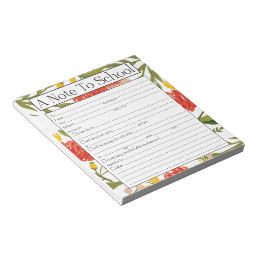 Opmerking: Blocnote voor leraren, schoolafwezighei (Schuin)