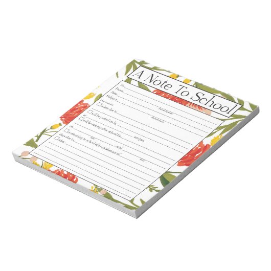 Opmerking: Blocnote voor leraren, schoolafwezighei (Linkerzijde)