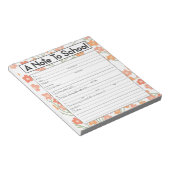 Opmerking: Blocnote voor leraren, schoolafwezighei (Schuin)