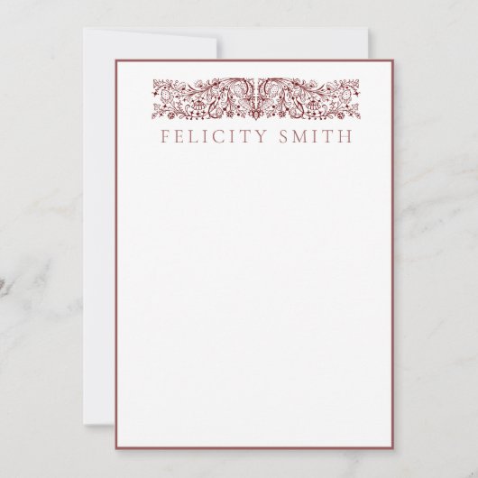 Opmerking: Elegant  botanisch patroon Bedankkaart (Voorkant)