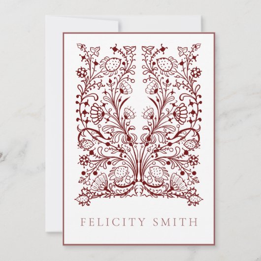 Opmerking: Elegant botanisch patroon Bedankkaart (Achterkant)