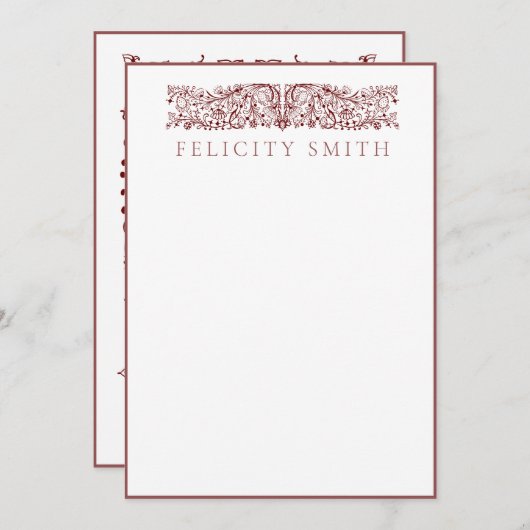 Opmerking: Elegant botanisch patroon Bedankkaart (Voorkant / Achterkant)