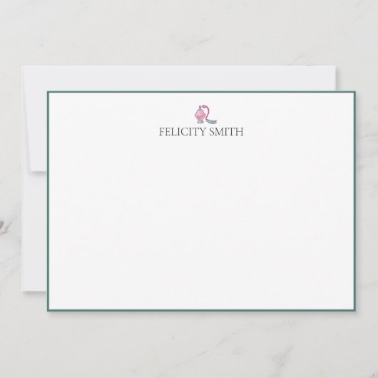 Opmerking: Elegant Flat Modern Makeup Girls Green Bedankkaart (Voorkant)