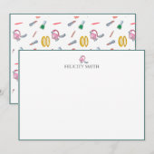 Opmerking: Elegant Flat Modern Makeup Girls Green Bedankkaart (Voorkant / Achterkant)