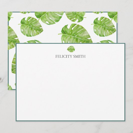 Opmerking: elegante platte, moderne botanische bla bedankkaart (Voorkant / Achterkant)