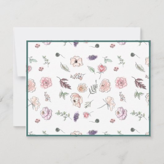 Opmerking: elegante platte, moderne botanische voo bedankkaart (Achterkant)