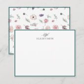 Opmerking: elegante platte, moderne botanische voo bedankkaart (Voorkant / Achterkant)