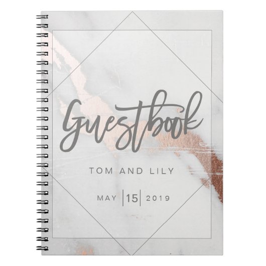 OPMERKING EN METALLIC WEDDING GUESTBOOK NOTEPAD NOTITIEBOEK (Voorkant)