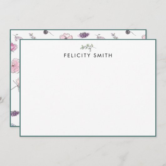 Opmerking: Flatant platte, moderne botanische bijt Bedankkaart (Voorkant / Achterkant)