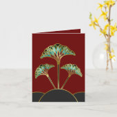 Opmerking Kaart met Art Deco Ginkgo bladeren (Gele Bloem)