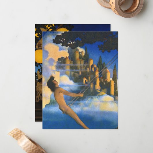Opmerking: Kaart van Maxfield Parrish Notitiekaartje (Voorkant / Achterkant in situ)