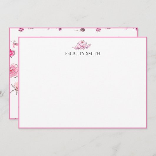 Opmerking Kaarten Elegant Flat Modern Botanical #4 (Voorkant / Achterkant)