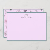 Opmerking Kaarten Flatant Matig Botanisch Roze (Voorkant / Achterkant)