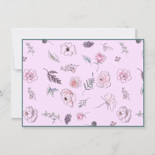 Opmerking Kaarten Flatant Matig Botanisch Roze (Achterkant)