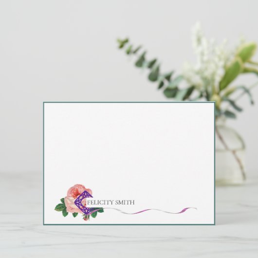 Opmerking Kaarten Flatant Matig Botanisch Roze (Staand voorkant)