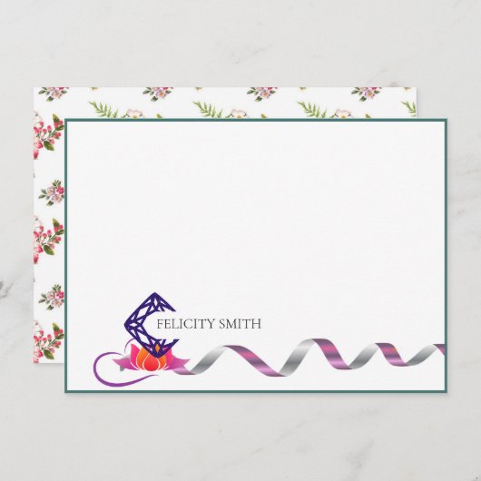 Opmerking Kaarten Flatant Matig Logo Botanisch Roz (Voorkant / Achterkant)