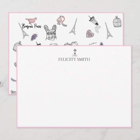 Opmerking: legant Flat Modern Botanisch Patroon Bedankkaart (Voorkant / Achterkant)