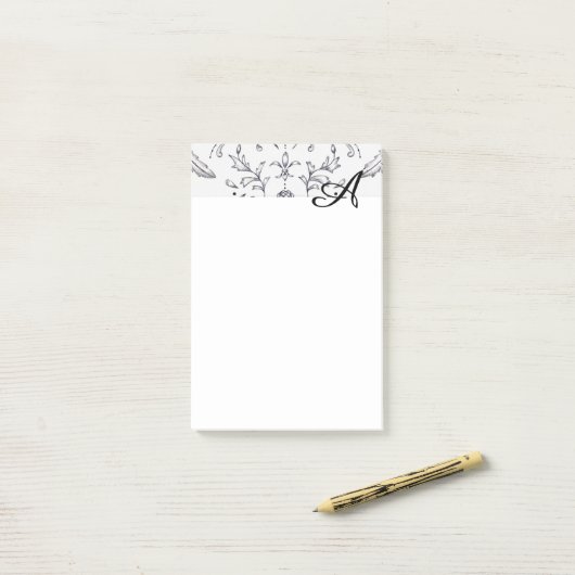 Opmerking: legant Initiaal Damask 4 x 6 Post-it® Notes (Op bureau)