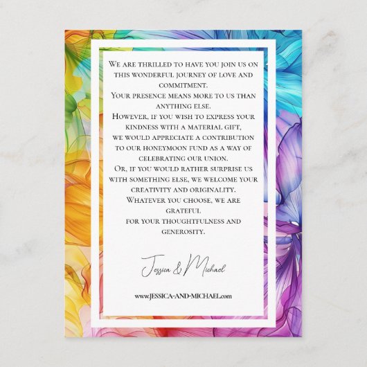 Opmerking op cadeaukaart Eetherische Bloom Informatiekaartje (Achterkant)