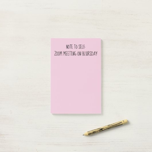 Opmerking: 'Opmerking voor zichzelf' Funny Blursda Post-it® Notes (Op bureau)