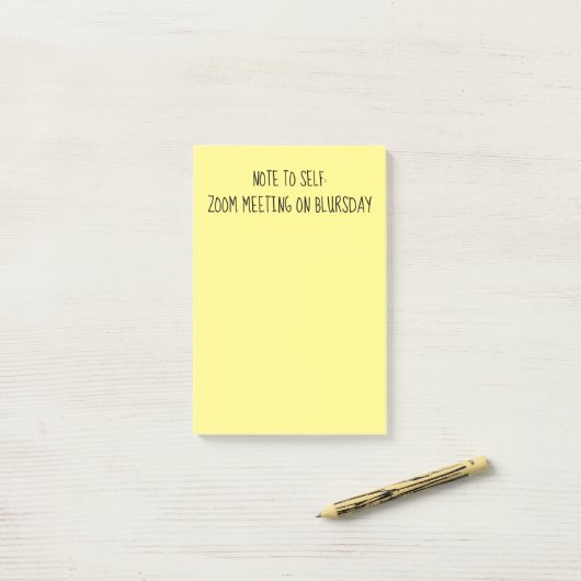 Opmerking: 'Opmerking voor zichzelf' Funny Blursda Post-it® Notes (Op bureau)