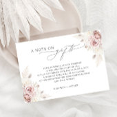 Opmerking over geschenken Blush Bloemen Bruiloft W Informatiekaartje