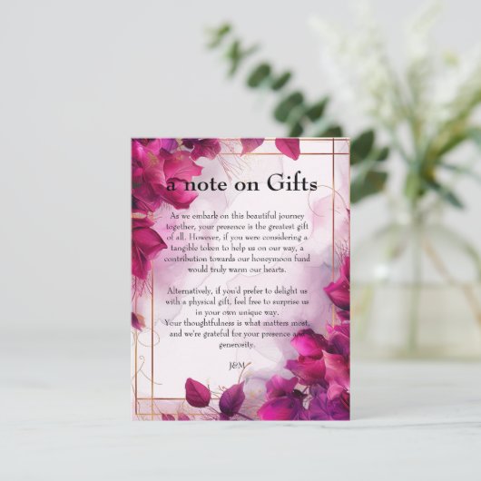 Opmerking over geschenken Fuchsia Enchantment: Wat Informatiekaartje (Staand voorkant)