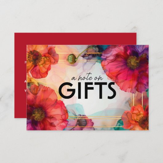 Opmerking over geschenken Scarlet Petal Elegance Informatiekaartje (Voorkant / Achterkant)