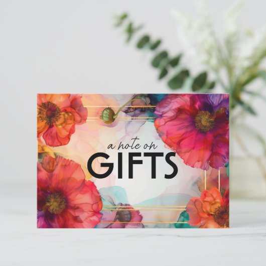 Opmerking over geschenken Scarlet Petal Elegance Informatiekaartje (Staand voorkant)