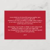 Opmerking over geschenken Scarlet Petal Elegance Informatiekaartje (Achterkant)