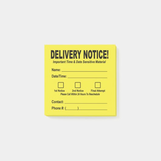 Opmerking over levering post-it® notes (Voorkant)