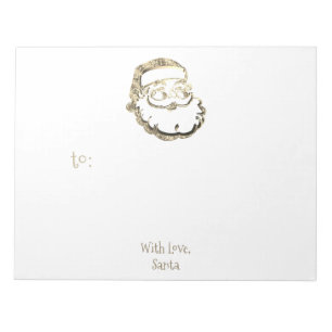 Opmerking: Santa Cute Gold en White Kerstmis Notitieblok