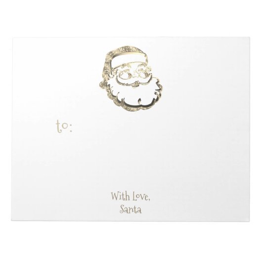 Opmerking: Santa Cute Gold en White Kerstmis Notitieblok (Voorkant)