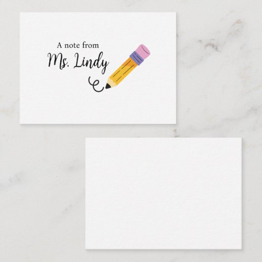 Opmerking van de docent notitiekaartje (Voorkant / Achterkant)