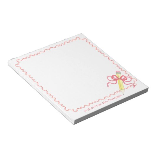 Opmerking van de docent | Potlood met strik Notitieblok (Schuin)